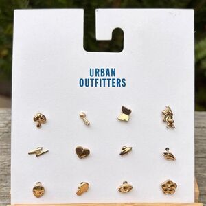 NWT New Urban Outfitters UO Gold Stud Icon Earring Set 12 earrings Mix & Match